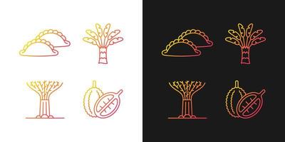 plantes dans les icônes de dégradé de singapour définies pour les modes sombre et clair. cuisine singapourienne. paquet de symboles de contour de ligne mince. collection d'illustrations vectorielles isolées en noir et blanc vecteur