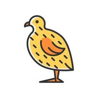 icône de couleur rvb de caille japonaise. coturnix japonica. oiseau domestique. élevage commercial de volailles. élevage de cailles pour la viande et les œufs. illustration vectorielle isolée. dessin au trait rempli simple vecteur