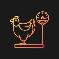 icône de vecteur de dégradé de poule géante en jersey pour le thème sombre. plus grande race de poulet. l'agriculture commerciale. élevage de volailles. symbole de couleur de ligne mince. pictogramme de style moderne. dessin de contour isolé de vecteur