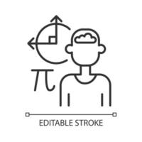 icône linéaire d'intelligence mathématique. pensée et esprit logiques. capacité d'analyse et de calcul. illustration personnalisable de fine ligne. symbole de contour. dessin de contour isolé de vecteur. trait modifiable vecteur