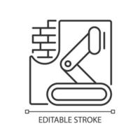 robotique dans l'icône linéaire de travaux concrets. équipements autonomes dans la construction. accélérer le processus. illustration personnalisable de fine ligne. symbole de contour. dessin de contour isolé de vecteur. trait modifiable vecteur