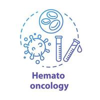 icône de concept d'hémato-oncologie. diagnostic, traitement et prévention des maladies du sang. illustration de fine ligne d'idée de test de virus de laboratoire. dessin en couleur rvb contour isolé vecteur