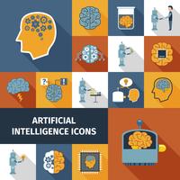 Intelligence artificielle Icons Set vecteur