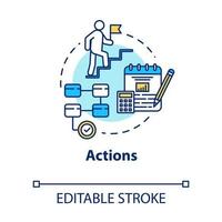 icône de concept d'actions. gravir les échelons de carrière. opportunités de réussite. illustration de fine ligne d'idée de gestion d'entreprise. dessin de couleur rvb contour isolé vectoriel. trait modifiable vecteur
