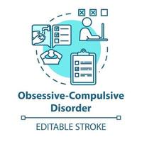 icône de concept de trouble obsessionnel compulsif. toc. maladie mentale. psychologie, psychiatrie. illustration de fine ligne idée de soins de santé. dessin de couleur rvb contour isolé vectoriel. trait modifiable vecteur