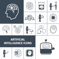 Intelligence artificielle Icons Black vecteur