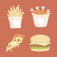 quatre fast-foods vecteur