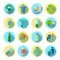 Ensemble d&#39;icônes rondes de tri des déchets vecteur