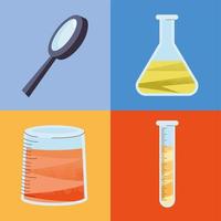 icônes loupe et chimie vecteur