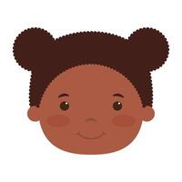 mignon petit personnage comique de tête de fille afro vecteur