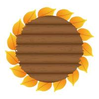 cadre en bois circulaire d'automne avec décoration de feuilles vecteur