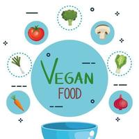 affiche de nourriture végétalienne avec un ensemble de légumes vecteur