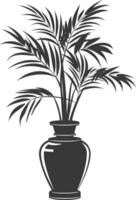 silhouette ornemental les plantes dans vase plein corps noir Couleur seulement vecteur