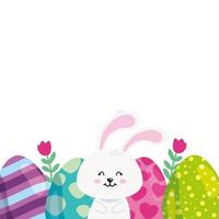 ensemble d & # 39; oeufs de Pâques mignons décorés de lapin vecteur