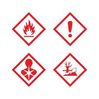icône inflammable, dangereux, irritant, danger pour l'environnement. vecteur