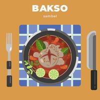 épicé Bakso nourriture Indonésie vecteur