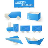 Ensemble logistique en origami vecteur