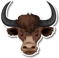 autocollant de dessin animé animal tête de bison vecteur