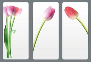 belles cartes florales avec illustration vectorielle de tulipe réaliste
