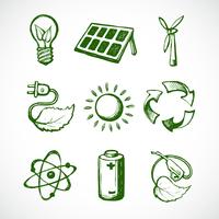 Icônes de croquis d&#39;énergie verte