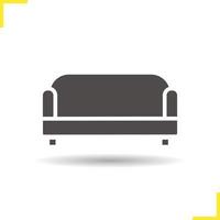 icône de canapé. illustration isolée du canapé du salon. icône de canapé ombre portée. mobilier moderne et confortable. article d'intérieur de maison. concept de logo de canapé doux. canapé de vecteur. symbole du canapé silhouette vecteur