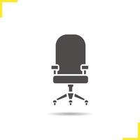 icône de chaise d'ordinateur. symbole de silhouette de chaise de bureau ombre portée. chaise d'ordinateur confortable. mobilier de maison et de bureau. concept de logo de chaise d'ordinateur. illustration vectorielle isolée vecteur