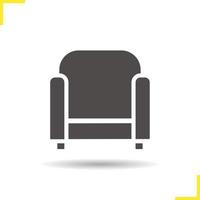 icône de fauteuil. symbole de silhouette de chaise d'ombre portée. élément de mobilier de maison moderne. mobilier de bureau. concept de logo de fauteuil. illustration vectorielle chaise isolée vecteur