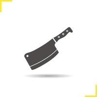 icône de couteau de boucher. symbole de silhouette de couperet d'ombre portée. instrument de cuisine. outil de cuisine. hachoir. illustration vectorielle isolée vecteur