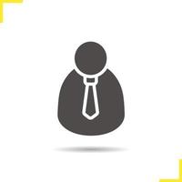 icône de l'homme d'affaires. symbole de silhouette d'employé de bureau d'ombre portée. chef. illustration vectorielle isolée vecteur