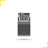 icône de paquet de cigarettes ouvert. symbole de silhouette d'ombre portée. illustration vectorielle de boîte à cigares isolé vecteur