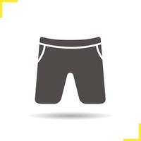 icône de short. symbole de silhouette d'ombre portée. short de sport. illustration vectorielle isolée vecteur