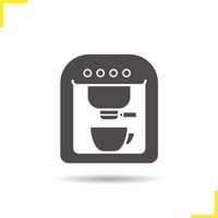 icône de la machine à café. symbole de silhouette d'ombre portée. cafetière, vecteur, isolé, illustration vecteur