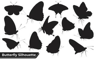 collection de silhouettes de papillons dans différentes poses vecteur