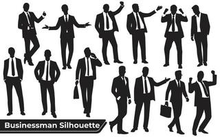 collection de silhouettes d'hommes d'affaires dans différentes poses vecteur