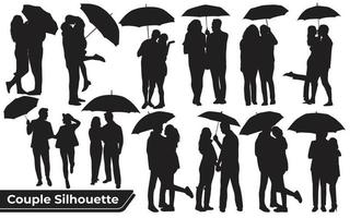 collection de silhouettes de couples romantiques dans différentes poses vecteur