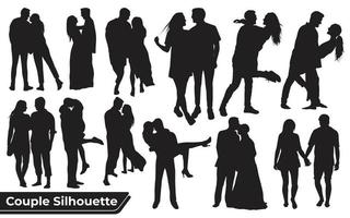 collection de silhouettes de danse de mariage dans différentes poses vecteur