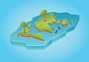 Carte 3D des îles internationales vecteur
