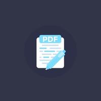 icône de vecteur de modification de document pdf