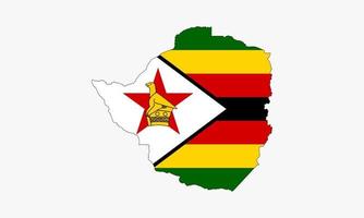 Conception de vecteur de drapeau de carte du Zimbabwe sur le fond blanc