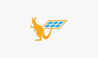 concept de conception de logo kangourou à cellules solaires. vecteur