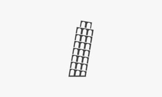 icône de bâtiment de tour de pizza. isolé sur fond blanc. illustration vectorielle. vecteur