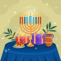 cérémonie traditionnelle juive de hanukkah vecteur