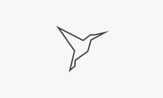 icône de la ligne papier origami colibri isolé sur fond blanc. vecteur