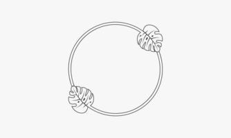 icône de ligne de cercle feuilles de monstera isolés sur fond blanc. vecteur