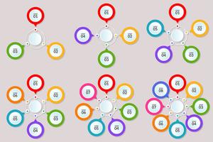 Ensemble de modèle d&#39;infographie d&#39;étape ou de diagramme de flux de travail 3-8 étapes vecteur