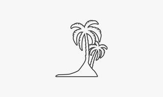 arbre de l'île de l'icône de la ligne isolé sur fond blanc. vecteur