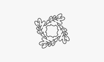 icône de la ligne chêne à quatre feuilles isolé sur fond blanc. vecteur