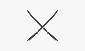 Deux épées katana ont croisé l'illustration vectorielle de conception d'icône. vecteur