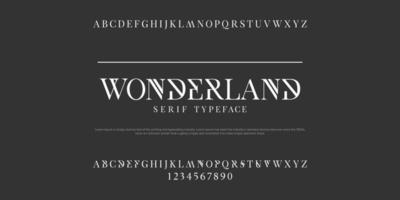 Wonderland serif police de conception classique illustration vectorielle de lettres de l'alphabet. vecteur
