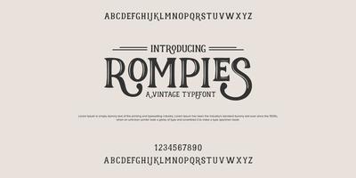 rompies typographie vintage élégant. mot d'illustration vectorielle. conception de caractères de a à z. vecteur